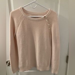 Loft pale peachy pink sweater with button accent.
